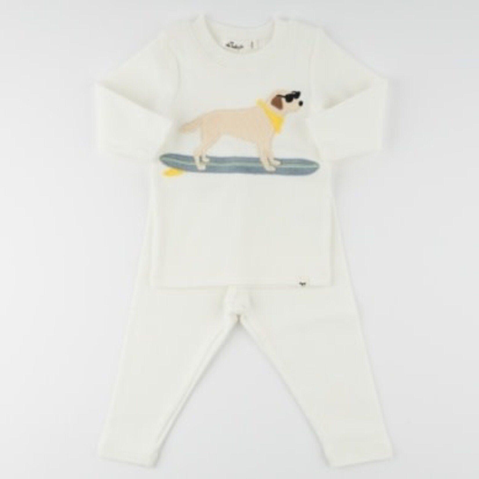 Oh Baby! Oh Baby Cream Surfing Dog Terry Applique 2 Pc Set