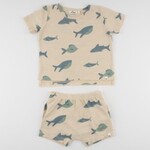 Oh Baby! Oh Baby Natural Fish Spring Aop Raw Edge Tee & Short Set