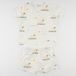 Oh Baby! Oh Baby Oyster Surfing Dog AOP Raw Edge Tee & Short Set