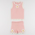 Oh Baby! Oh Baby Pink Crochet Daisies Chloe Tank And Short Set