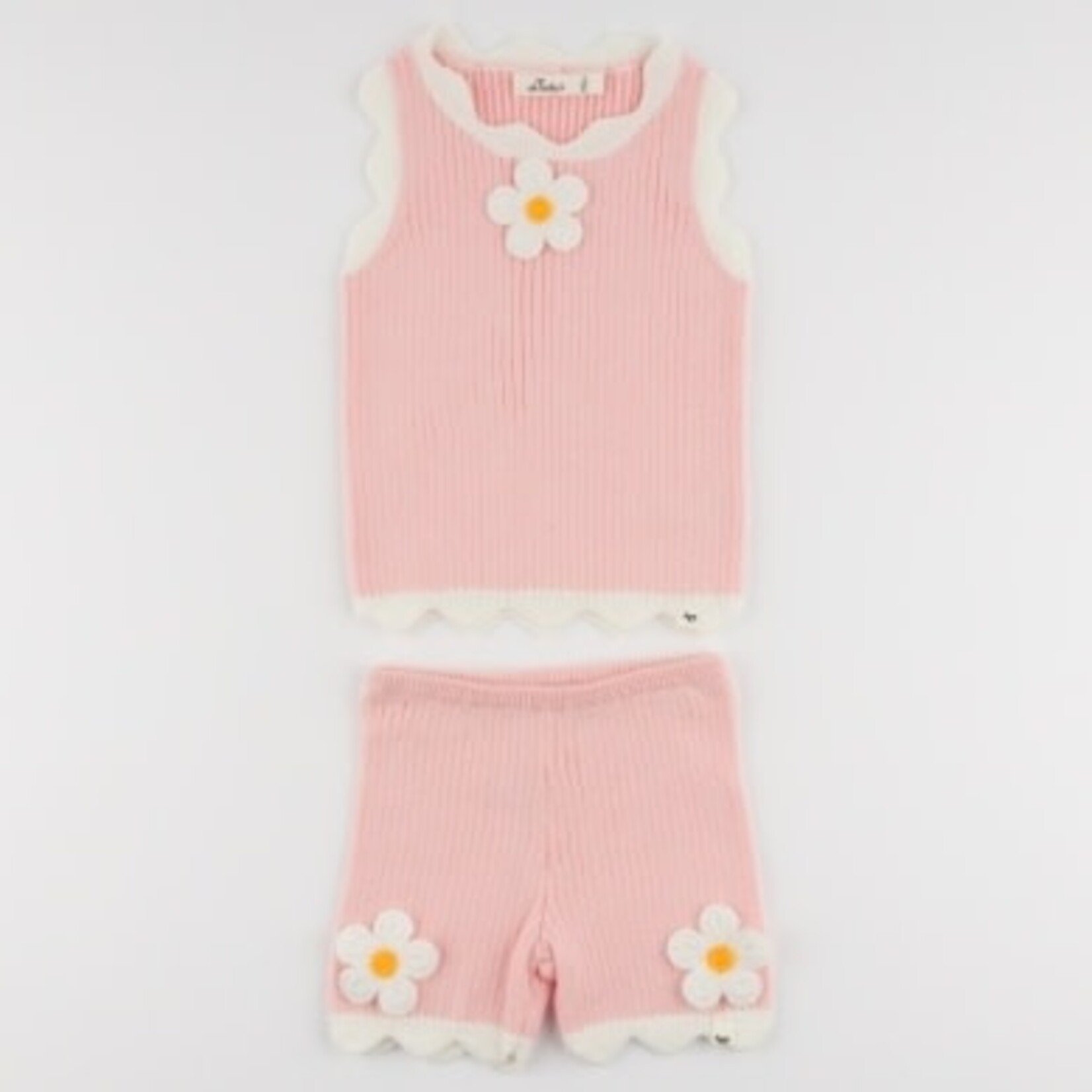 Oh Baby! Oh Baby Pink Crochet Daisies Chloe Tank And Short Set