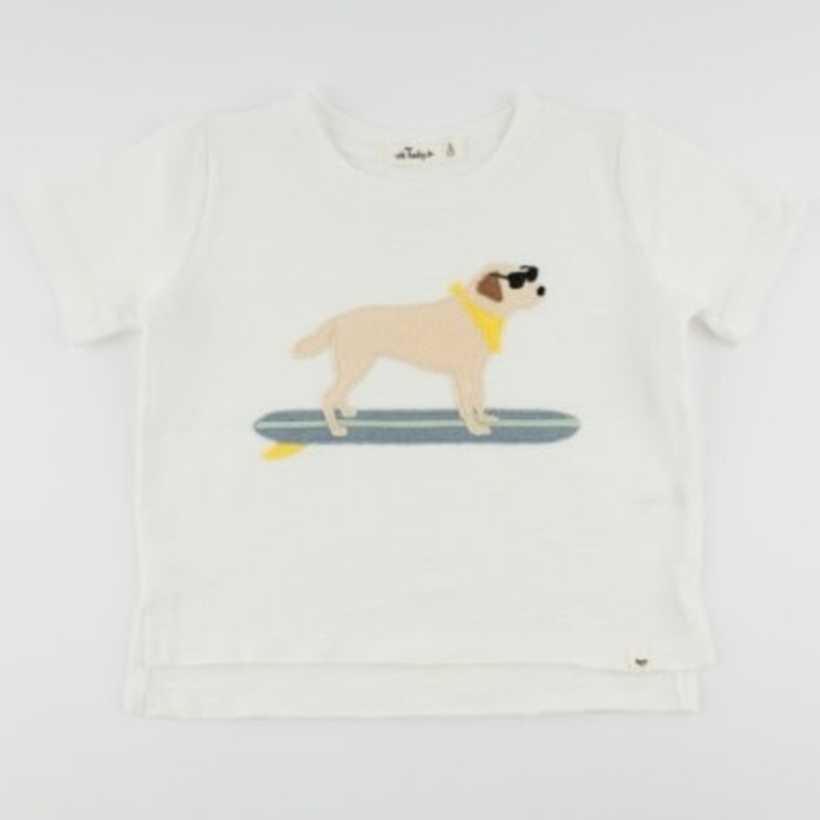 Oh Baby! Oh Baby Oyster Surfing Dog Terry Appl Raw Edge Tee