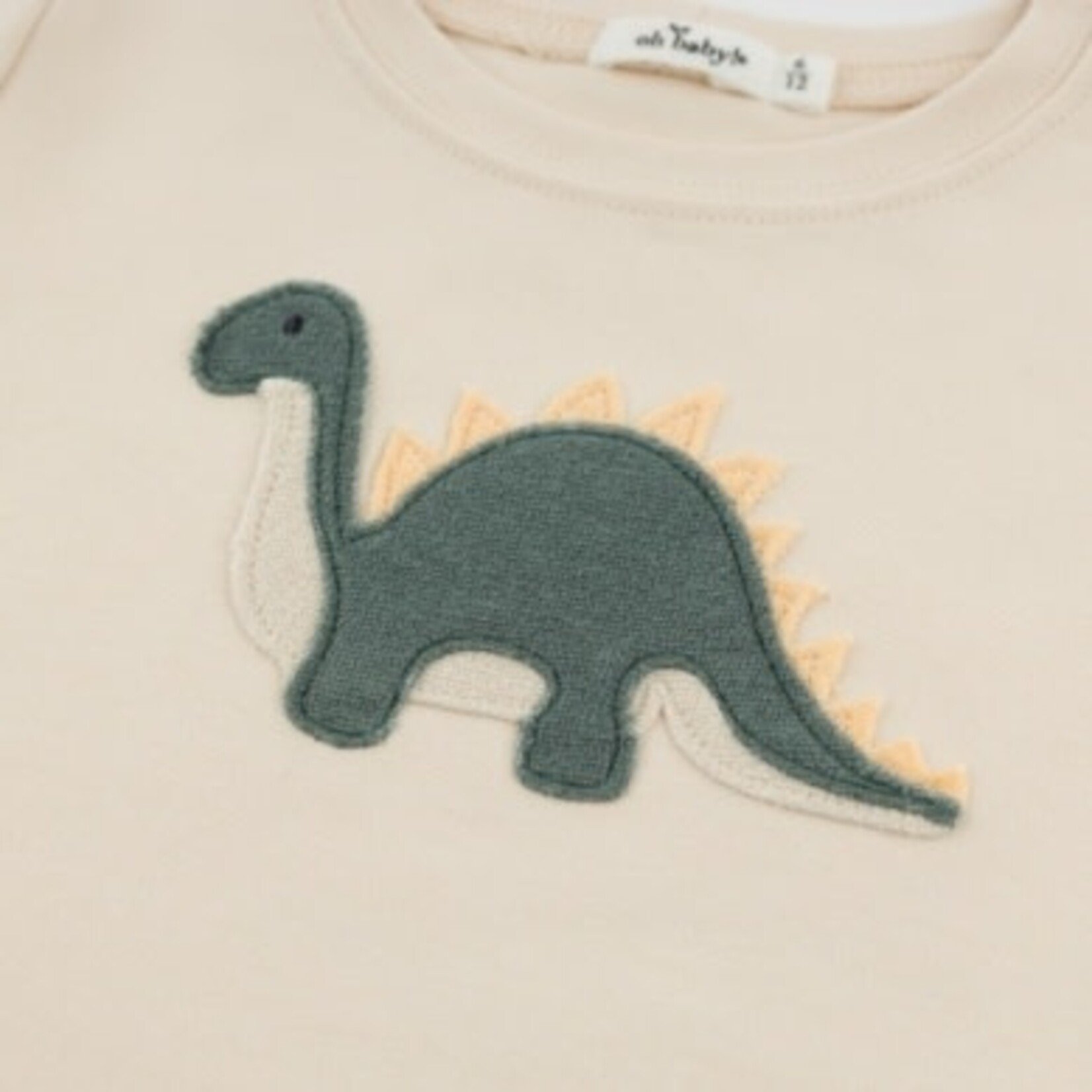Oh Baby! Oh Baby Natural Dino Forest Green Raw Edge S/S T-Shirt