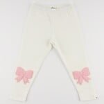 Oh Baby! Oh Baby Cream Leggings With Chenille Bow Patch
