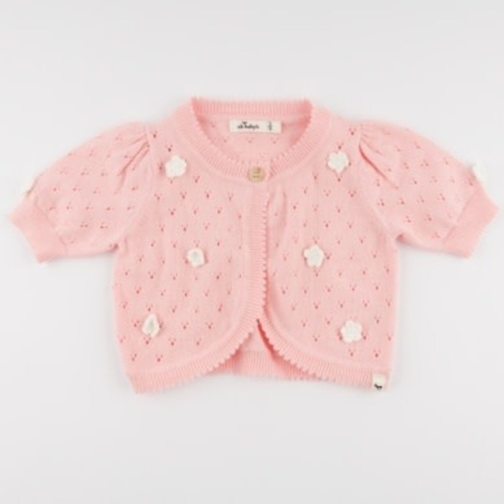 Oh Baby! Oh Baby Pink Scattered Flowers Bird Stitch Juliet Cardigan