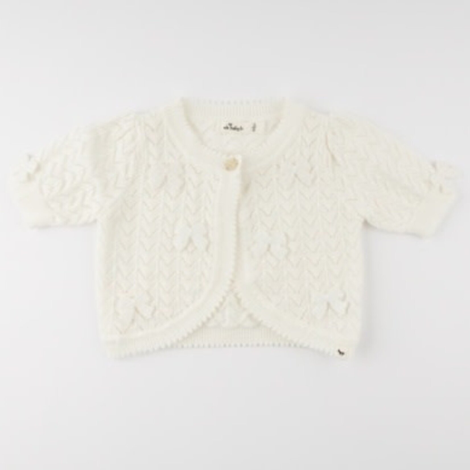 Oh Baby! Oh Baby Oyster Scattered Bows Wave Stitch Juliet Cardigan