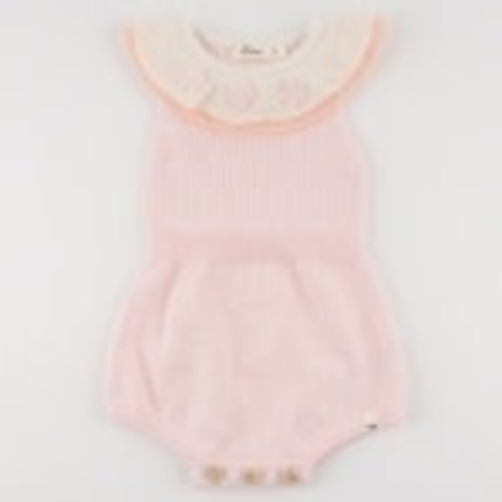 Oh Baby! Oh Baby Pink Flower Crochet Victoria Double Collar Romper