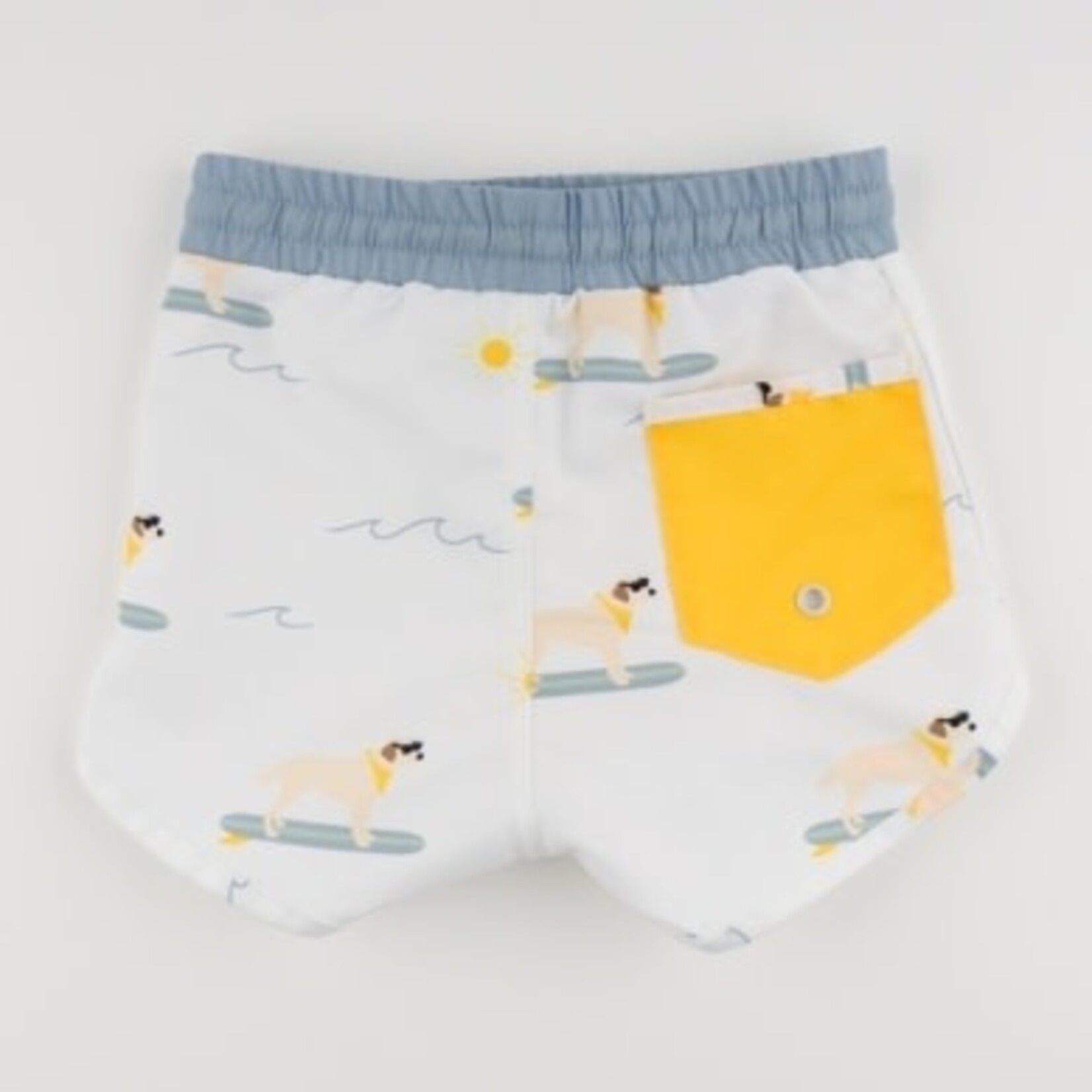 Oh Baby! Oh Baby Oyster Surfing Dog AOP Malibu Board Shorts