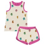 Rowdy Sprout Rowdy Sprout Vintage White Pink Grateful Dead Bears Girls Pookie Tank Short Set