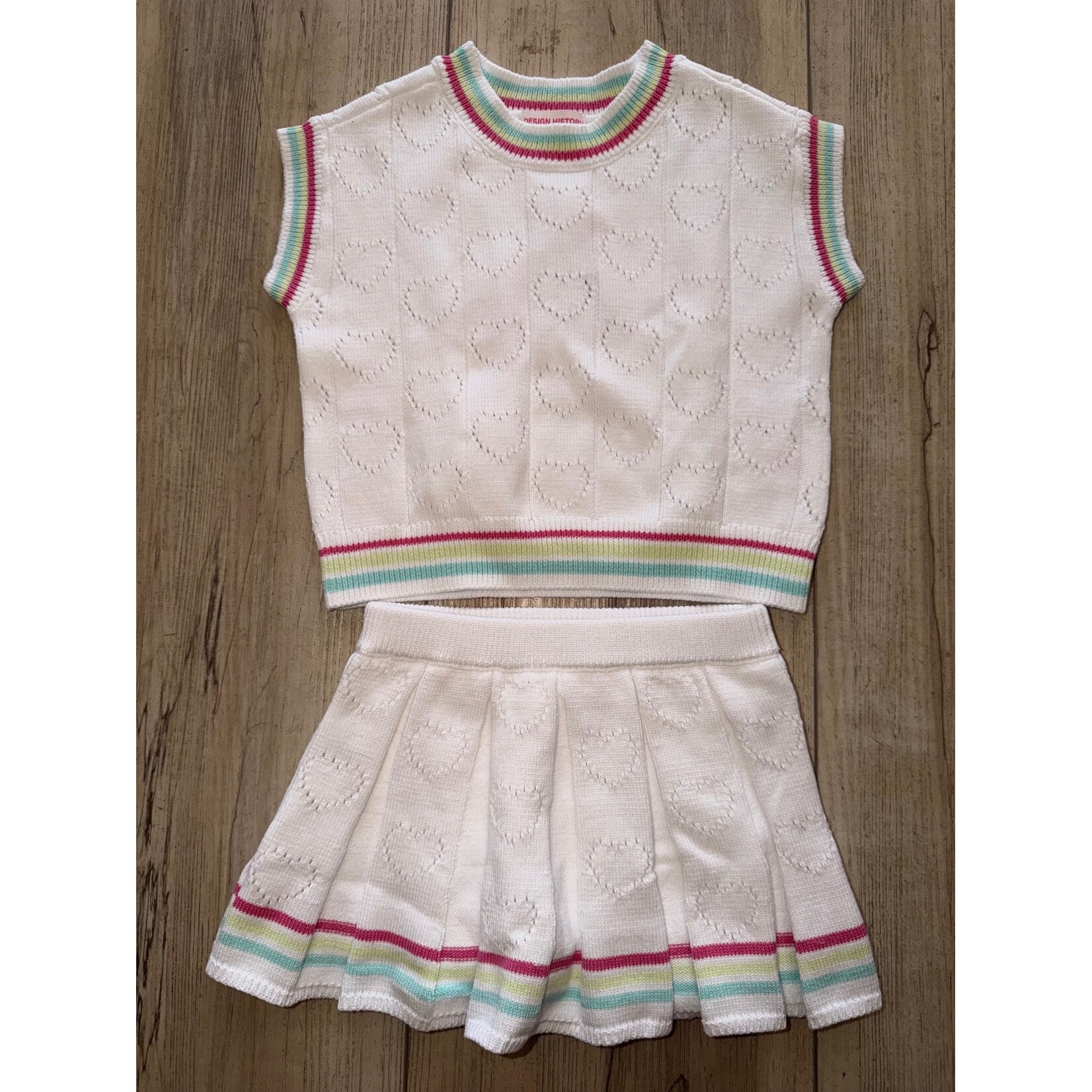 Design History Design History White Cap Knit Top & Skort Set