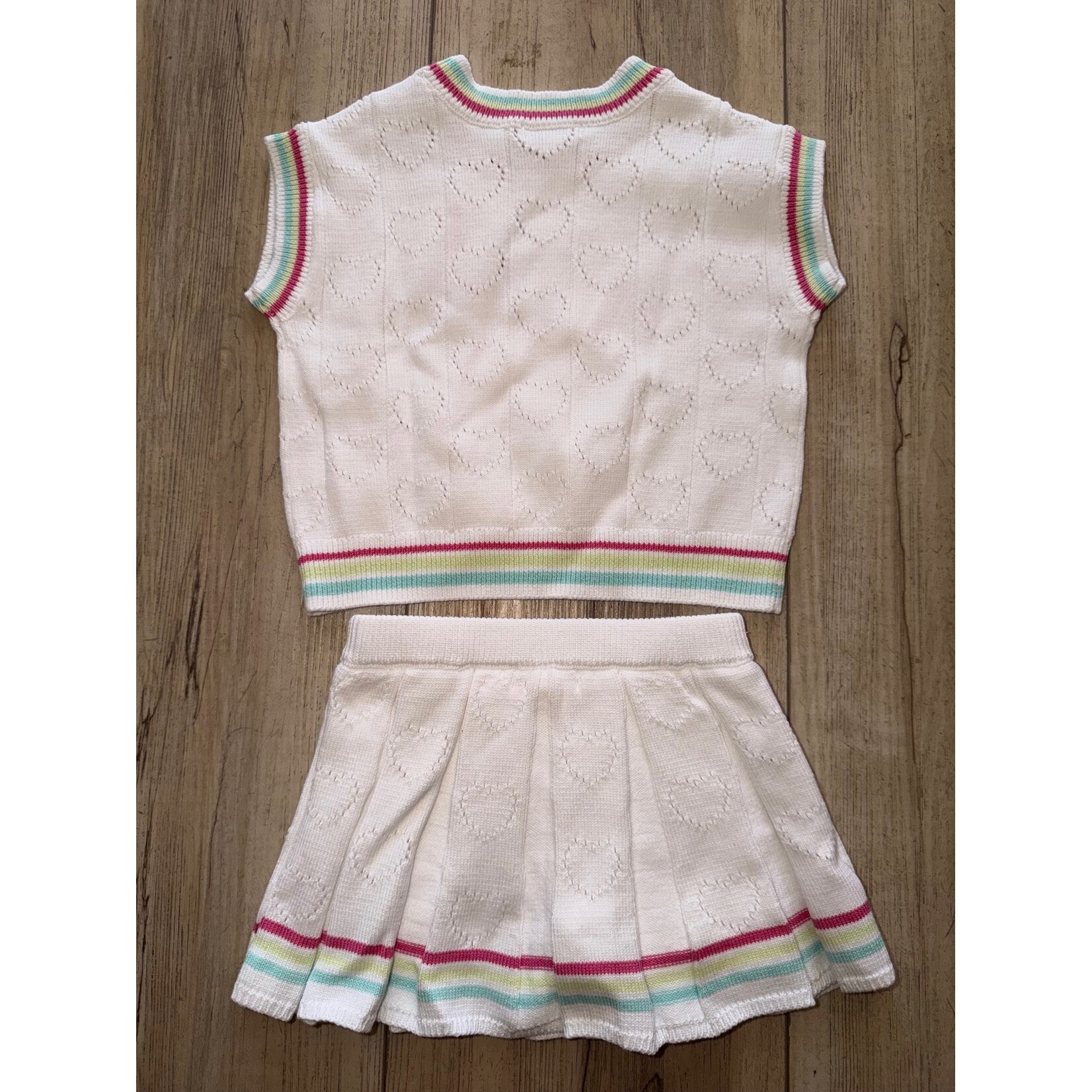 Design History Design History White Cap Knit Top & Skort Set