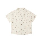 Rylee + Cru Rylee + Cru Natural Coastal Lapel Collar Shirt & Ocre Check Perry Short Set