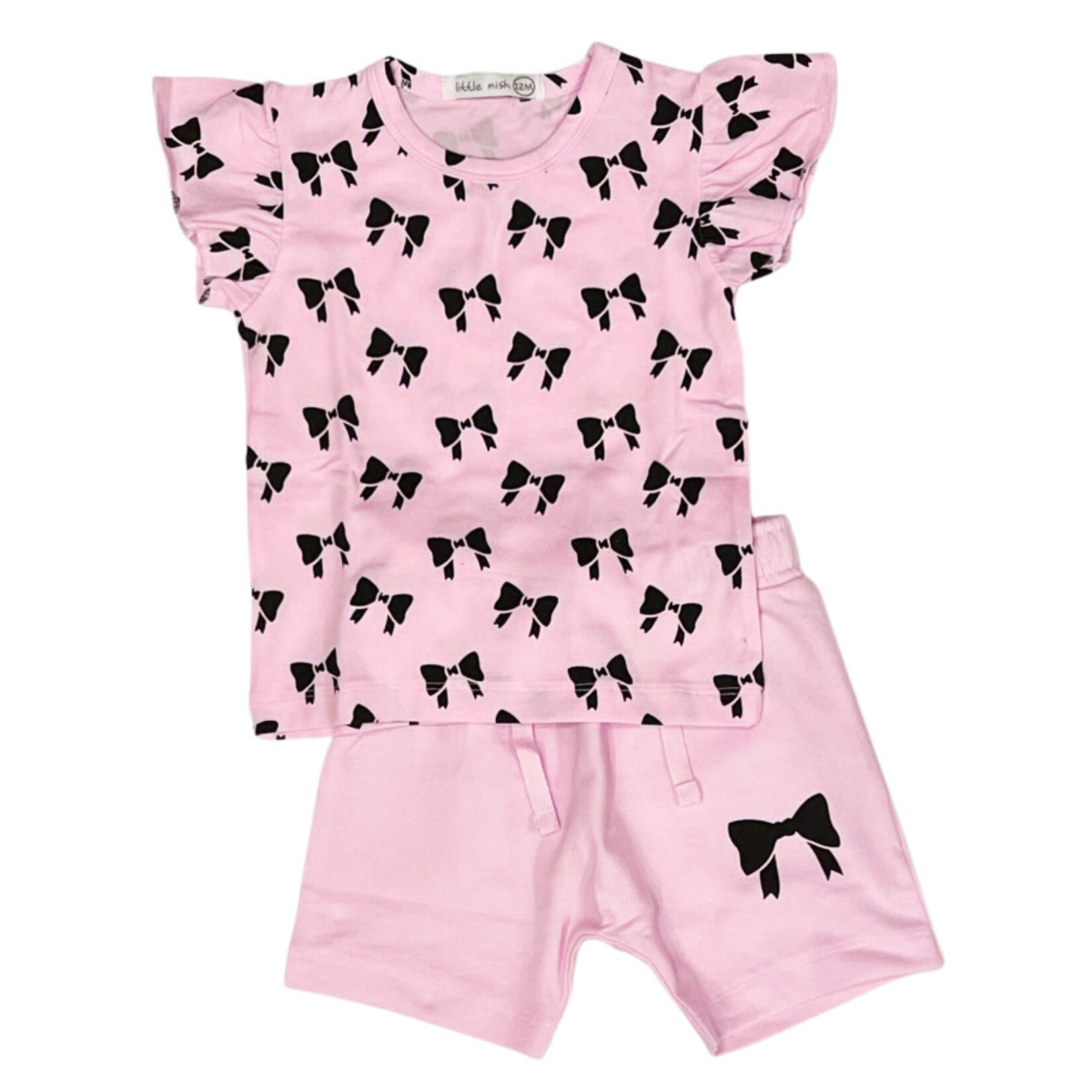 Mish Mish Mish Mish Pink Bows Tee & Shorts Set
