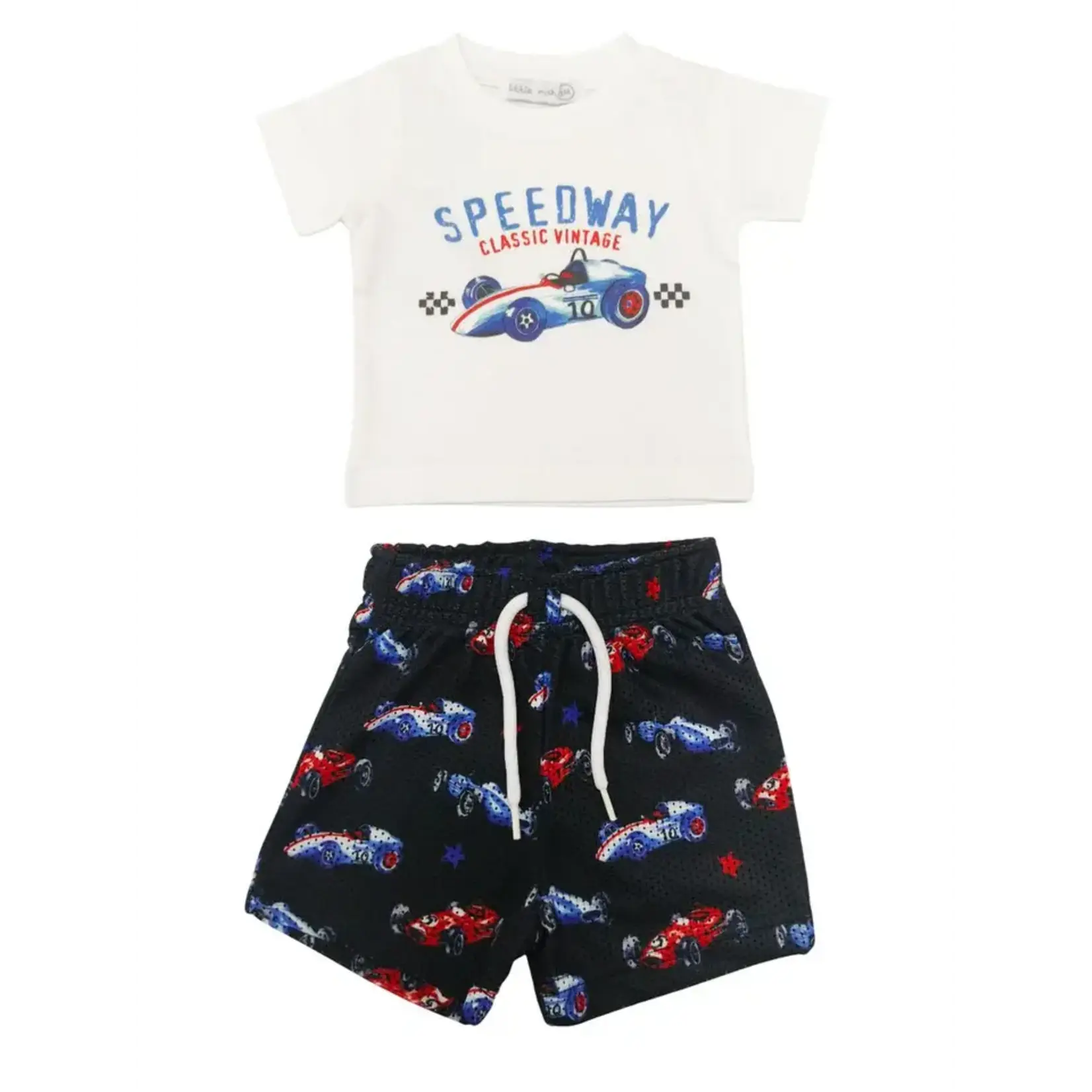 Mish Mish Mish Mish White Speedway Tee And Mesh Shorts Set