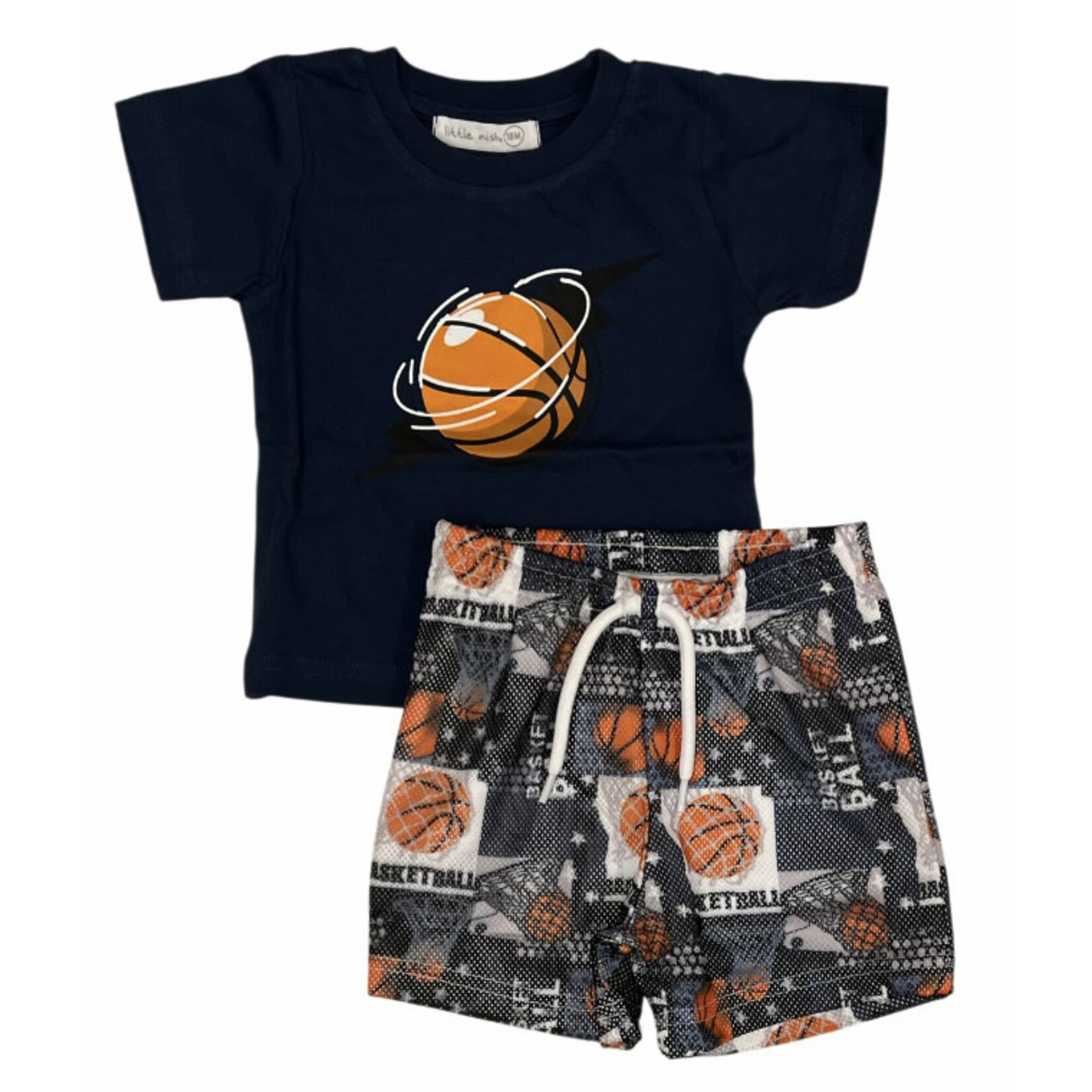 Mish Mish Mish Mish Denim Basketball Tee And Mesh Short Set