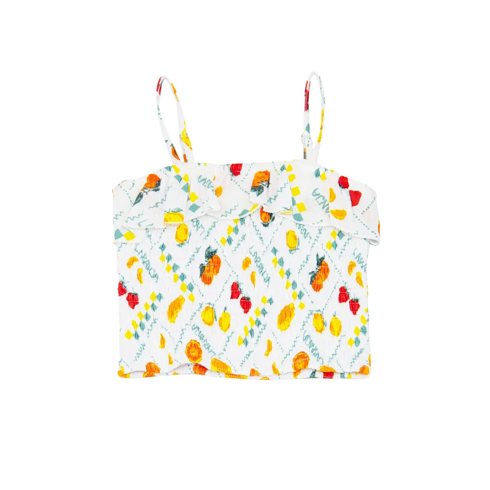 Flowers By Zoe Flowers By Zoe White Fruits Print Top And Skirt Set