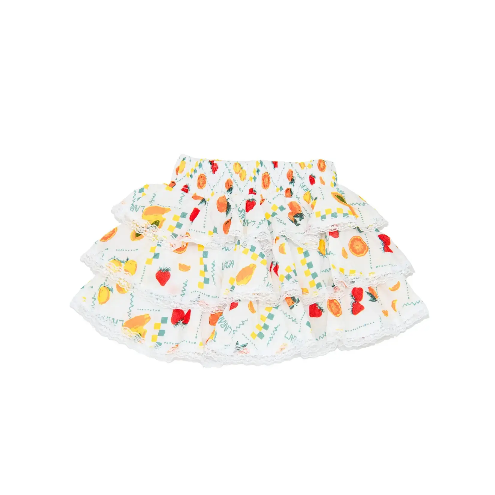 Flowers By Zoe Flowers By Zoe White Fruits Print Top And Skirt Set