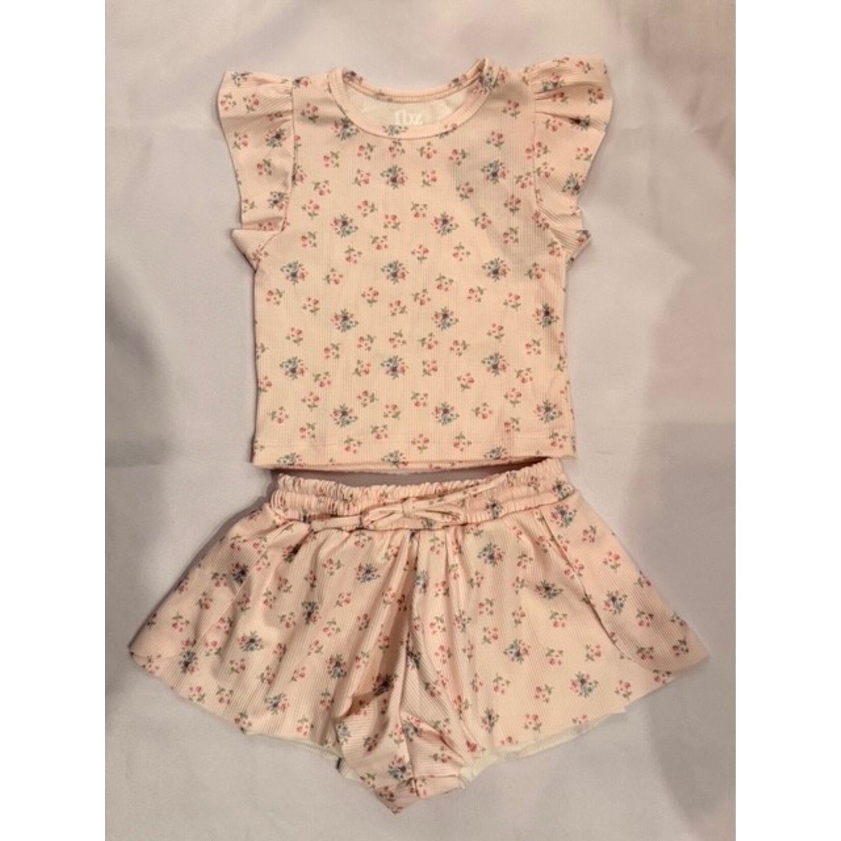 Flowers By Zoe Flowers By Zoe Pink Multi Color Flower Tank And Short Set