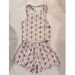 Flowers By Zoe Flowers By Zoe Pink Demure Print Top And Short Set