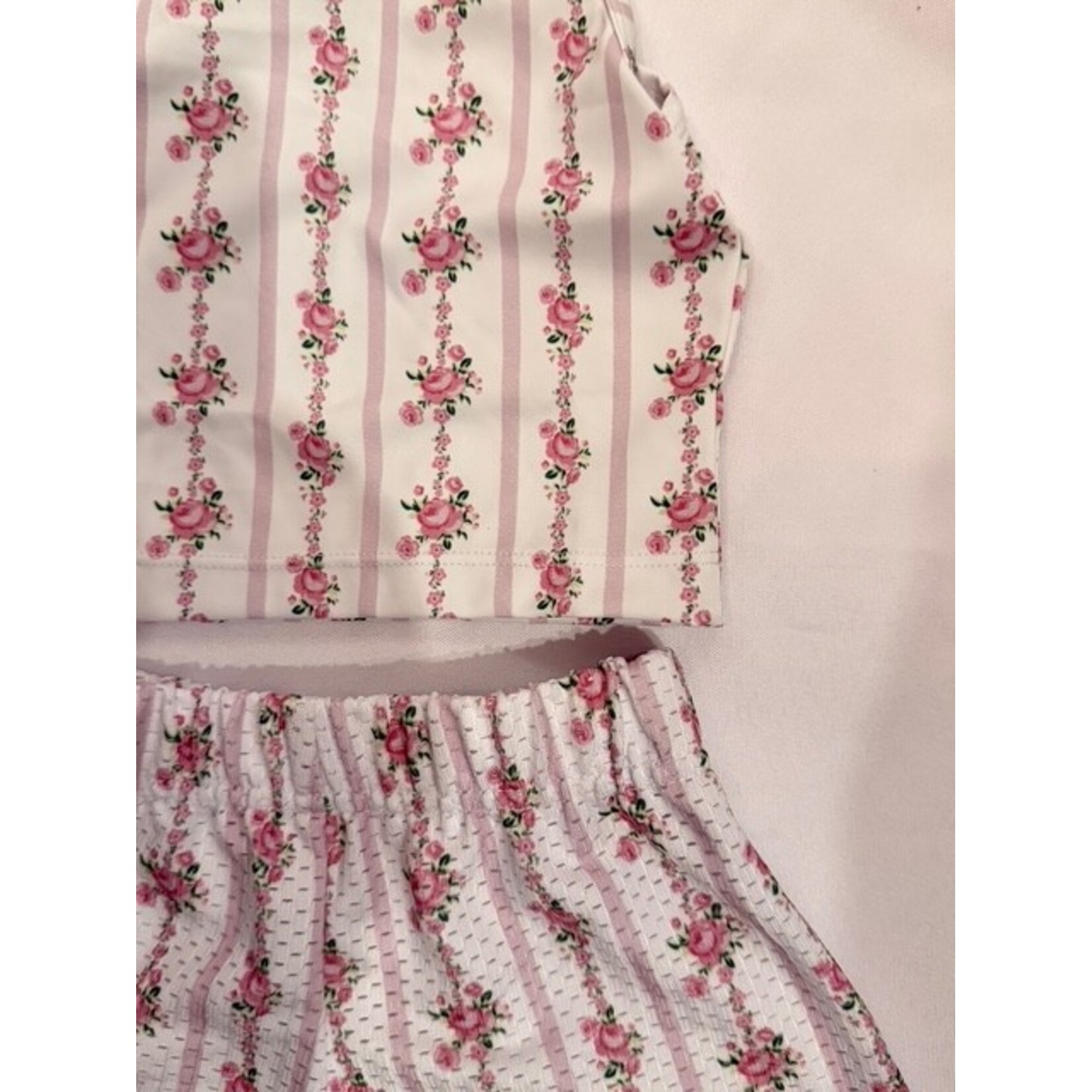 Flowers By Zoe Flowers By Zoe Pink Demure Print Top And Short Set