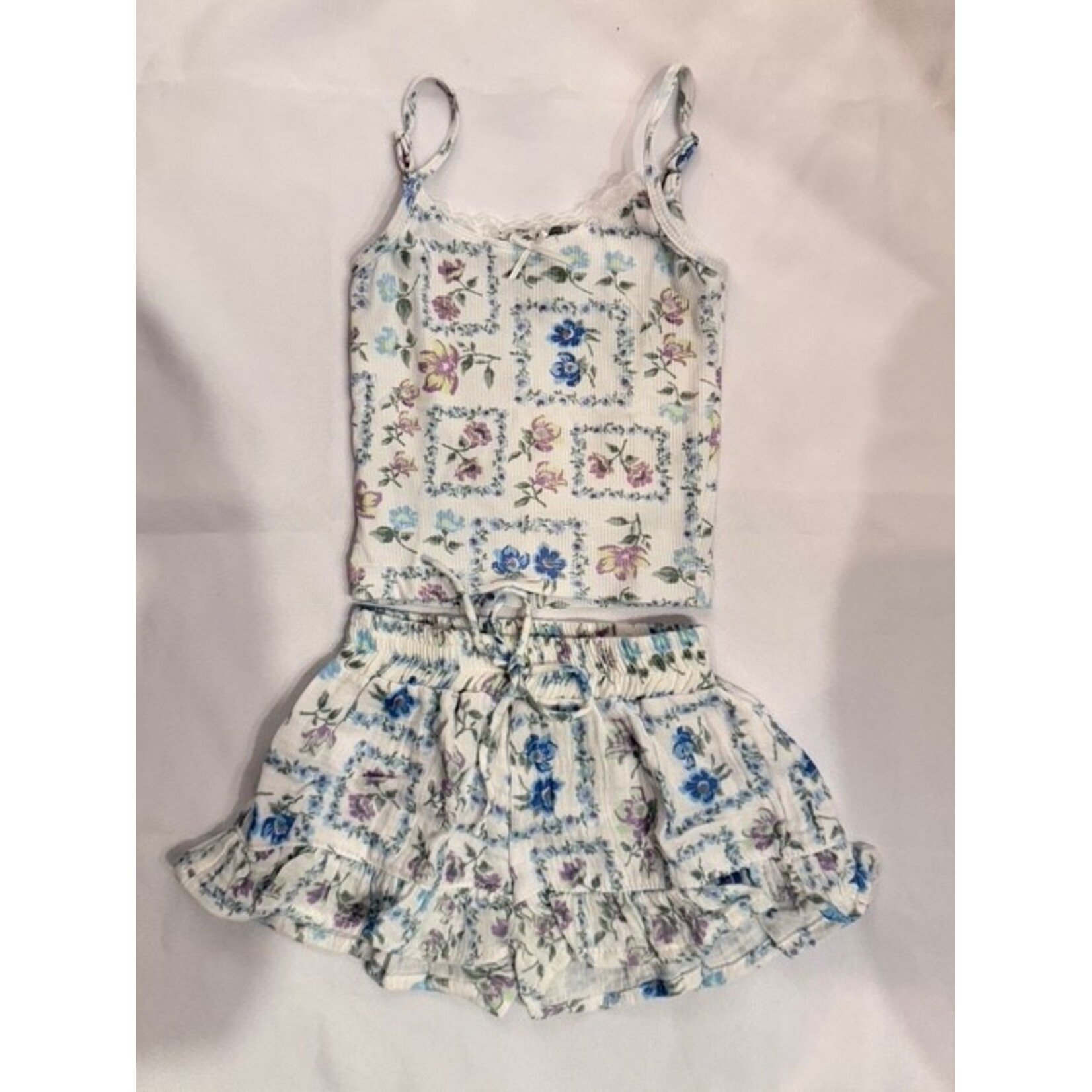 Flowers By Zoe Flowers By Zoe White Square Flower Print Top And Short Set