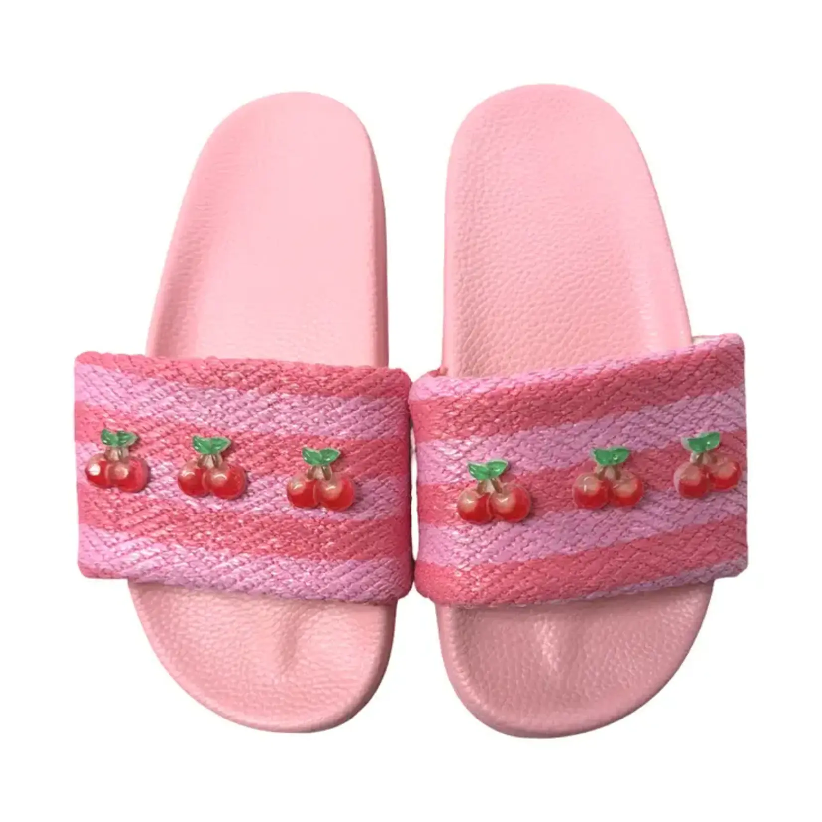 Bari Lynn Bari Lynn Pink Cherry Charm Slides