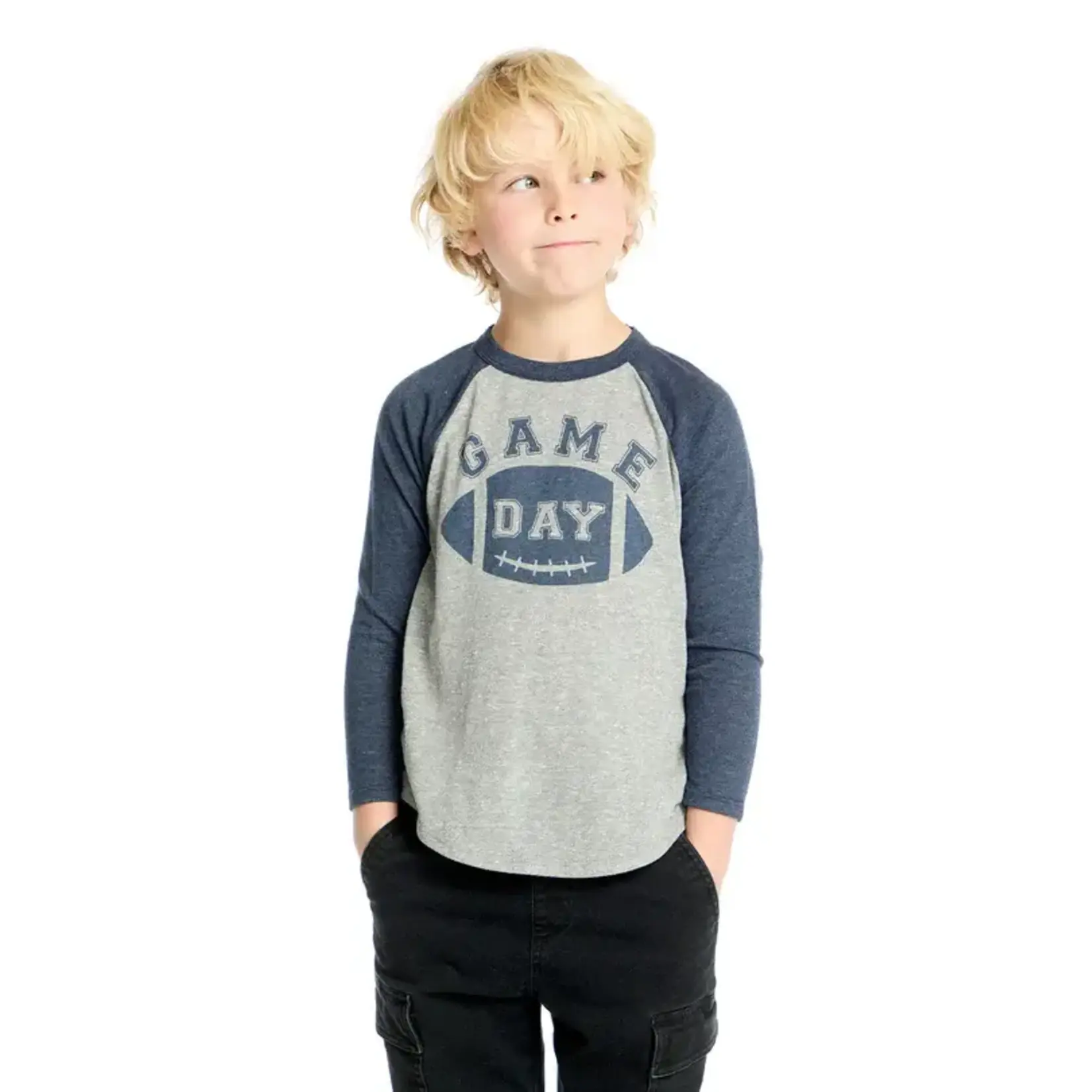 Chaser Chaser Navy/ Heather Grey Raglan Game Day L/S Top