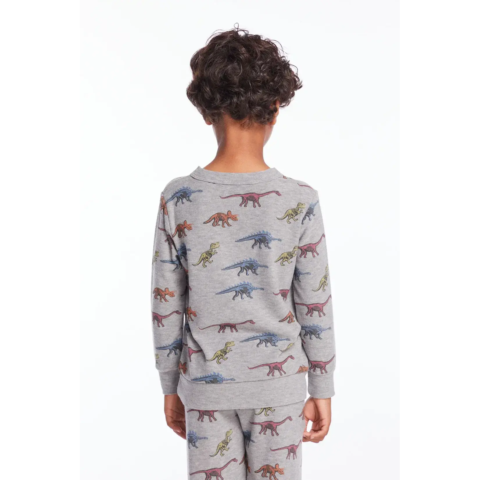 Chaser Chaser Heather Gray Skeleton Dinos Cozy Knit Comfy L/S Pullover