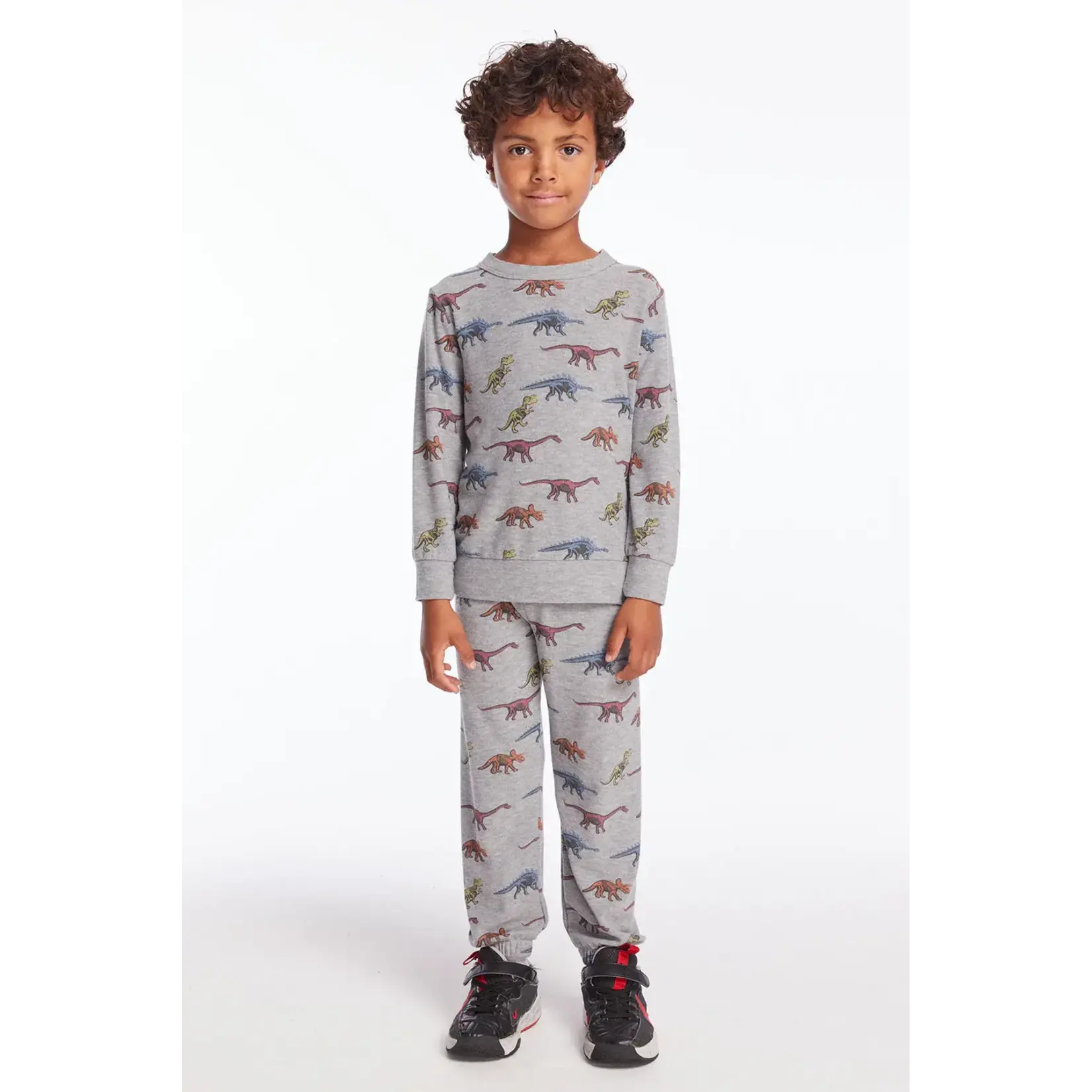 Chaser Chaser Heather Gray Skeleton Dinos Cozy Knit Comfy L/S Pullover