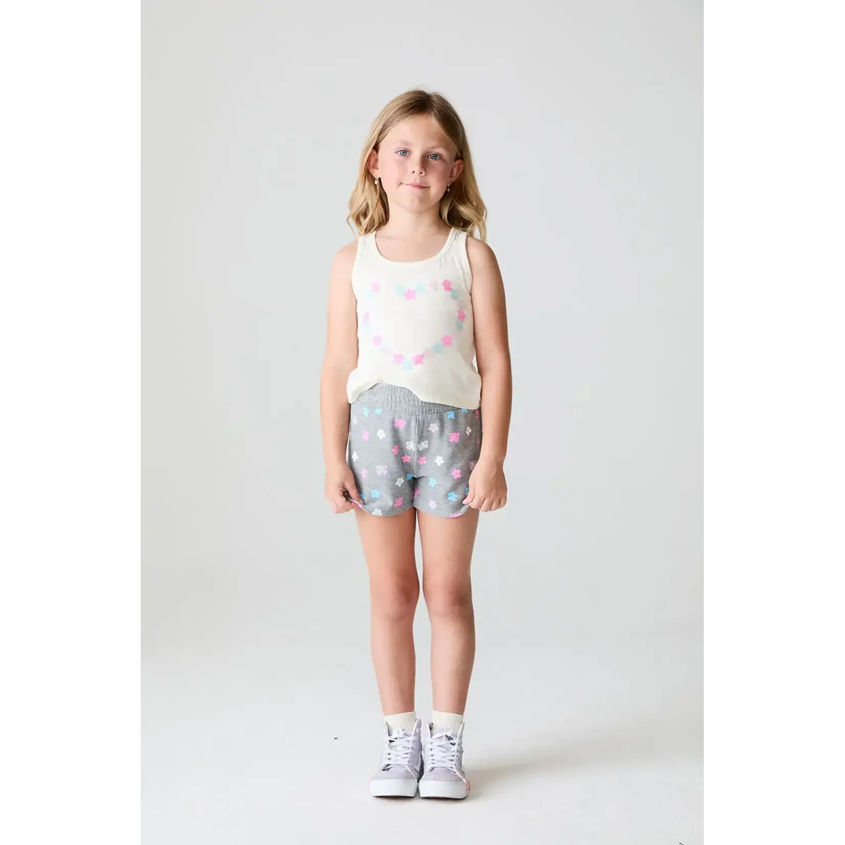 Chaser Chaser Starry White Flower Heart Cotton Jersey Baby Tank