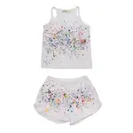 Fairwell Fairwell White Glitter Emerson Tank And Camp Short Set