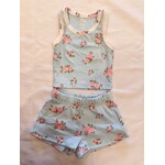 Flowers By Zoe Flowers By Zoe Blue Cabbage Rose/White Top And Short Set