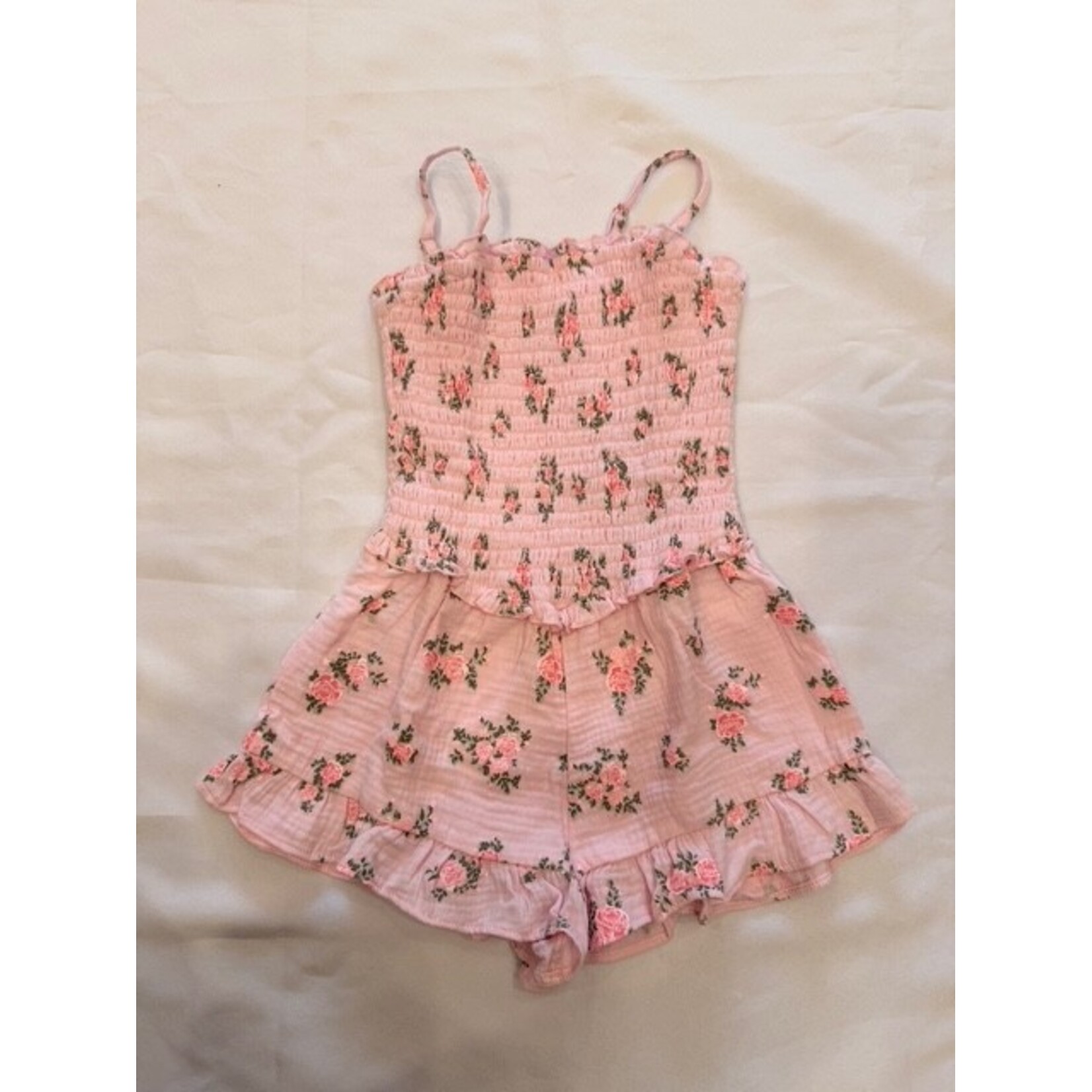 Flowers By Zoe Flowers By Zoe Light Pink Cabbage Rose Romper