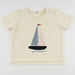 Oh Baby! Oh Baby Natural Sailboat Applique Confetti Raw Edge Tee
