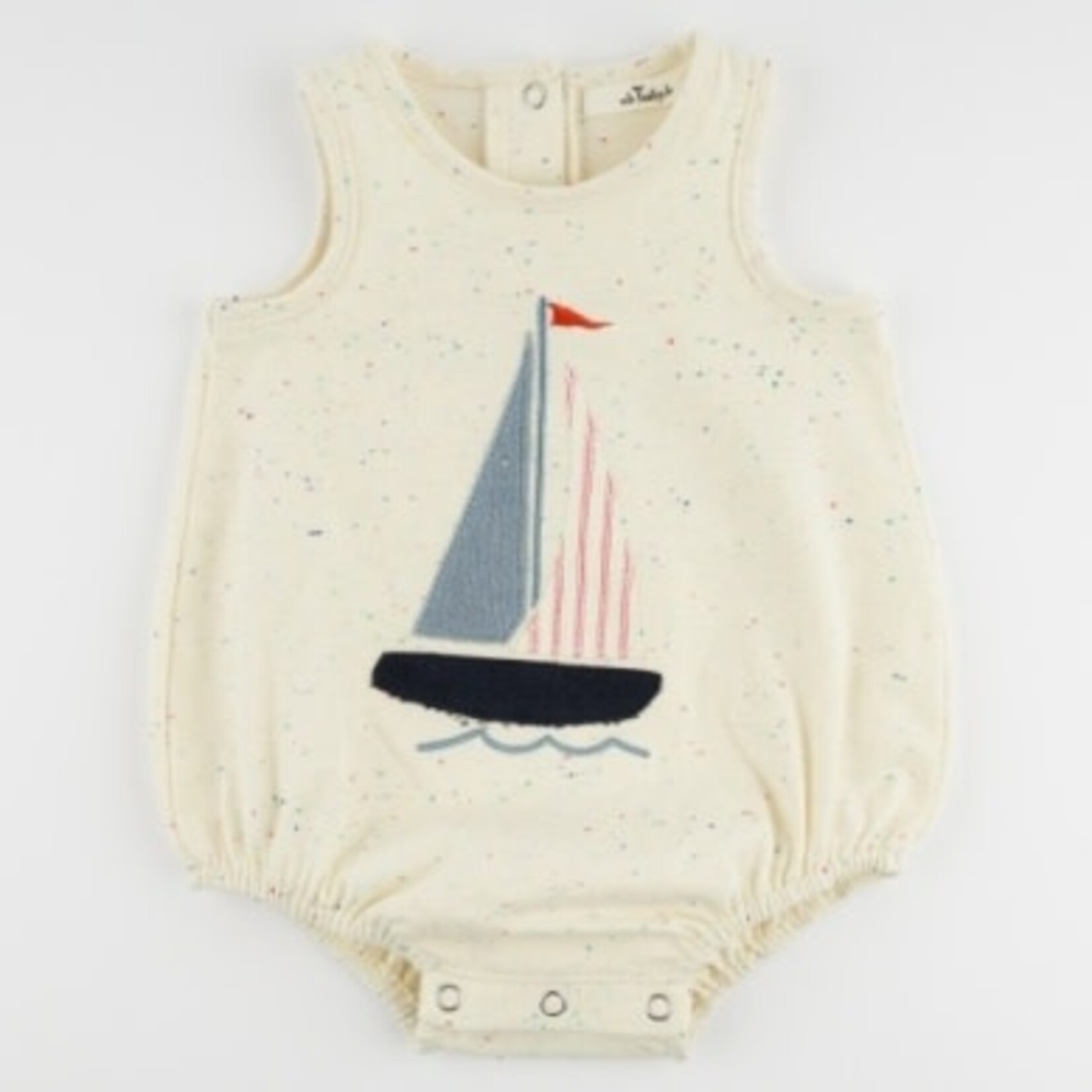 Oh Baby! Oh Baby Natural Sailboat Applique Confetti Bubble
