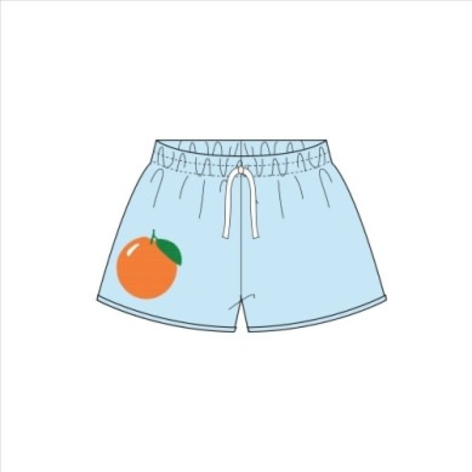 Oh Baby! Oh Baby Sky Blue Orange Applique Charlie Short
