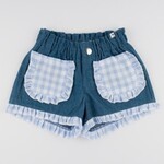 Oh Baby! Oh Baby Medium Wash Denim Libby Checks Pocket Ruffle Short