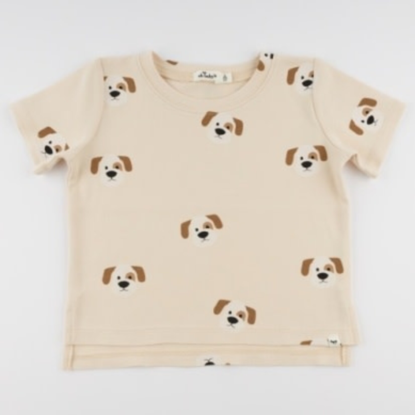 Oh Baby! Oh Baby Natural Puppies Print Raw Edge SL Tee