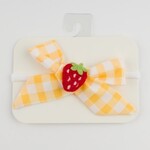 Oh Baby! Oh Baby Lemon Crochet Strawberry Check Tie Bow On Headband One Size