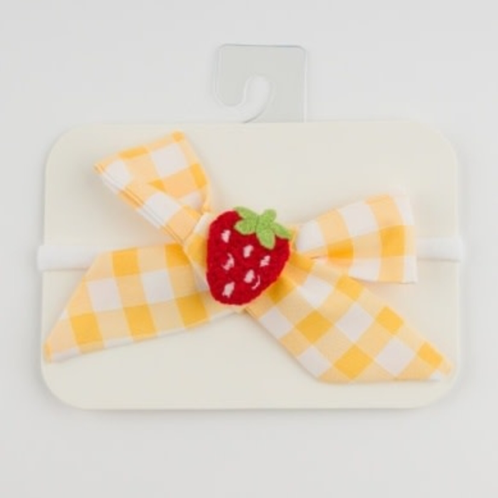 Oh Baby! Oh Baby Lemon Crochet Strawberry Check Tie Bow On Headband One Size
