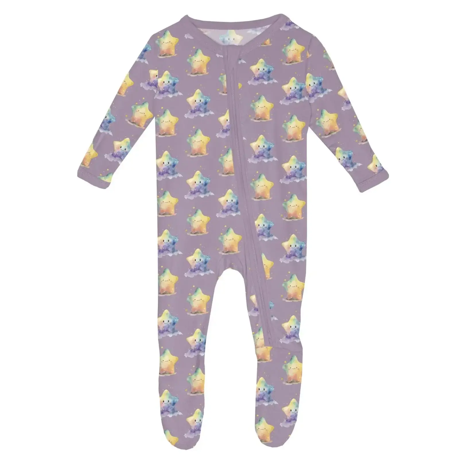 KicKee Pants Kickee Pants Rainbow Stars Print Footie with 2 Way Zipper