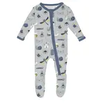 KicKee Pants Kickee Pants Dove Bugs Print Footie with 2 Way Zipper