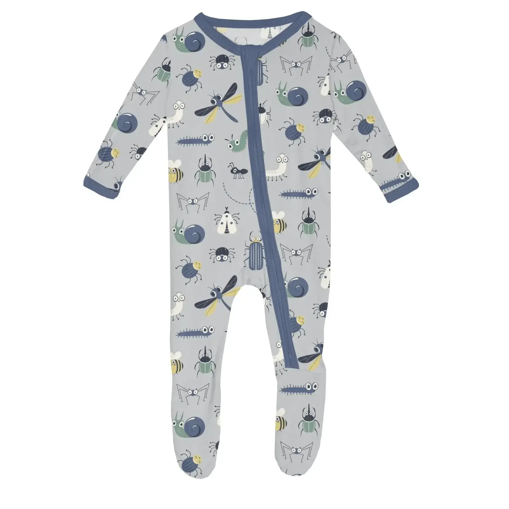 KicKee Pants Kickee Pants Dove Bugs Print Footie with 2 Way Zipper