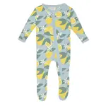 KicKee Pants Kickee Pants Spring Sky Lemonade Print Footie with 2 Way Zipper