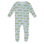 KicKee Pants Kickee Pants Spring Sky Croc & Friends Print Footie with 2 Way Zipper