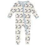 KicKee Pants Kickee Pants Natural Rainy Day Platypus Print Footie with 2 Way Zipper