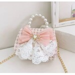 Ce Ce Co Ce Ce Co Pink White Lace Skirt Bow Purse