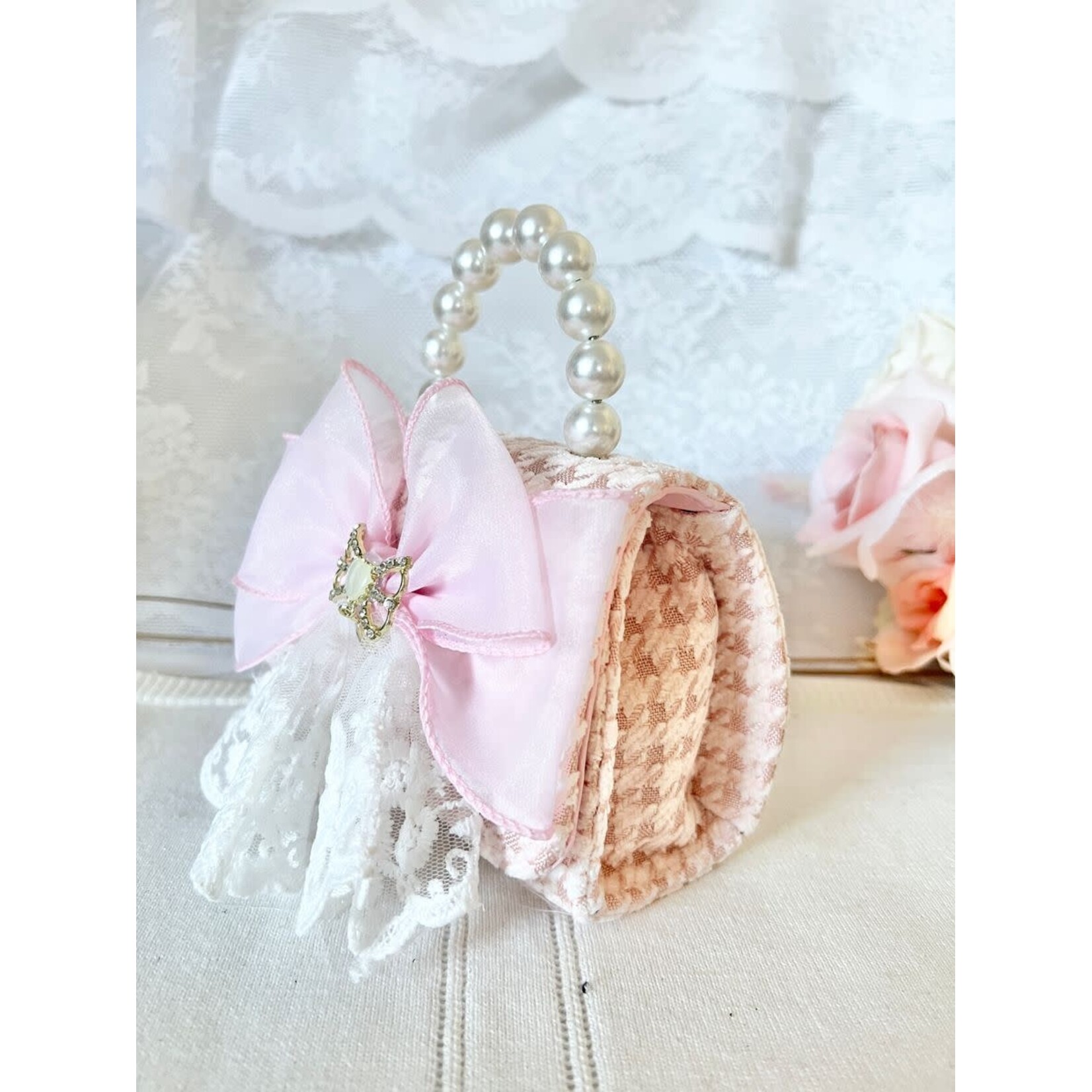 Ce Ce Co Ce Ce Co Pink White Lace Skirt Bow Purse