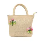 Bari Lynn Bari Lynn Raffia Beaded Flower Bag With Crossbody Strap