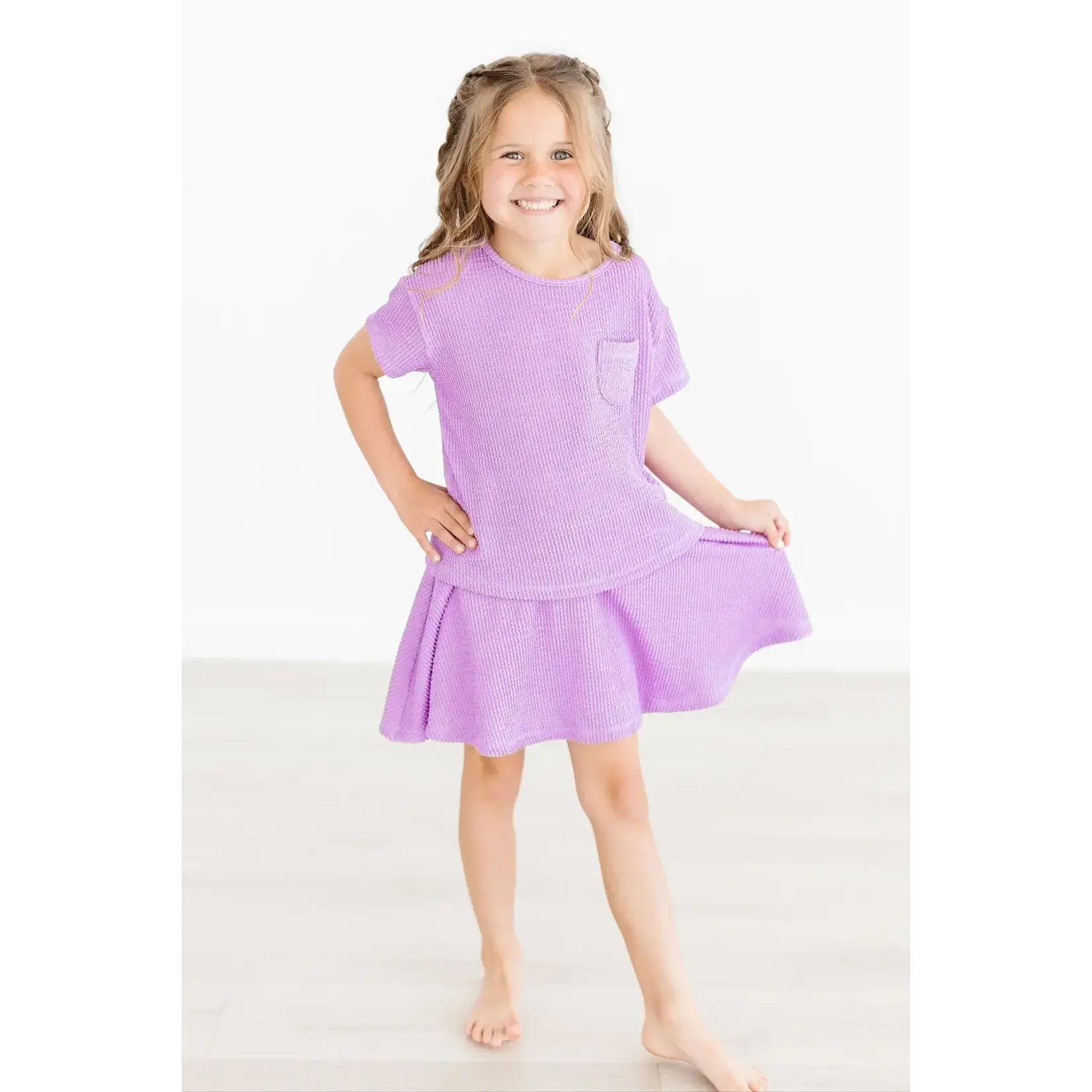 Mila & Rose Mila & Rose Bright Lilac Pocket Tee And Scrunchy Bells Set